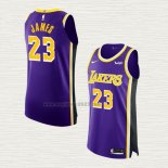 Maglia LeBron James NO 23 Los Angeles Lakers Statement Autentico Viola