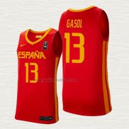 Maglia Marc Gasol NO 13 Spagna 2019 FIBA Basketball World Cup Rosso
