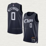 Maglia Russell Westbrook NO 0 Los Angeles Clippers Citta 2023-24 Blu