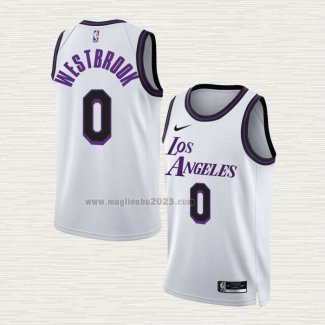 Maglia Russell Westbrook NO 0 Los Angeles Lakers Citta 2022-23 Bianco