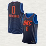 Maglia Russell Westbrook NO 0 Oklahoma City Thunder Statement Blu