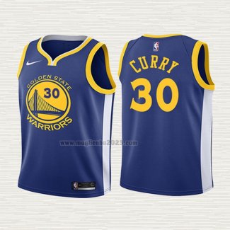 Maglia Stephen Curry NO 30 Bambino Golden State Warriors 2017-18 Blu