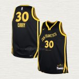Maglia Stephen Curry NO 30 Bambino Golden State Warriors Citta 2023-24 Nero