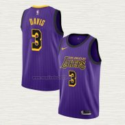 Maglia Anthony Davis NO 3 Los Angeles Lakers Citta 2019 Viola