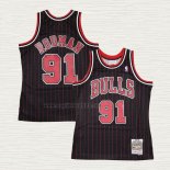 Maglia Dennis Rodman NO 91 Chicago Bulls Mitchell & Ness 1995-96 Nero