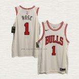 Maglia Derrick Rose NO 1 Chicago Bulls Association Autentico Bianco