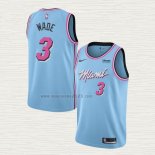 Maglia Dwyane Wade NO 3 Miami Heat Citta Blu
