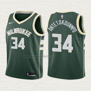 Maglia Giannis Antetokounmpo NO 34 Bambino Milwaukee Bucks 2017-18 Verde