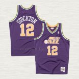 Maglia John Stockton NO 12 Utah Jazz Mitchell & Ness 1991-92 Viola