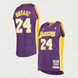 Maglia Kobe Bryant NO 24 Los Angeles Lakers Mitchell & Ness 60th Anniversary 2007-08 Viola