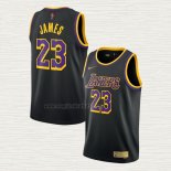 Maglia LeBron James NO 23 Los Angeles Lakers Earned 2020-21 Nero