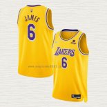 Maglia LeBron James NO 6 Los Angeles Lakers 75th Anniversary 2021-22 Giallo