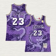Maglia Lebron James NO 23 Los Angeles Lakers Throwback Asian Heritage 2018-19 Viola
