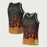 Maglia Allen Iverson NO 3 Philadelphia 76ers Flames Nero