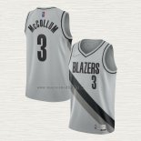 Maglia CJ McCollum NO 3 Portland Trail Blazers Earned 2020-21 Grigio