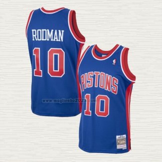 Maglia Dennis Rodman NO 10 Detroit Pistons Mitchell & Ness 1988-89 Blu