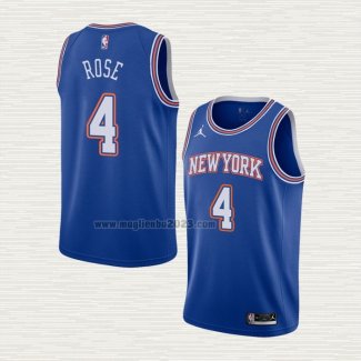 Maglia Derrick Rose NO 4 New York Knicks Statement 2020-21 Blu