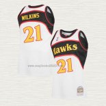 Maglia Dominique Wilkins NO 21 Atlanta Hawks Mitchell & Ness 1986-87 Bianco