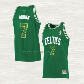Maglia Jaylen Brown NO 7 Boston Celtics Hardwood Classics Snakeskin 2021 Verde