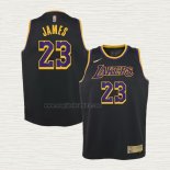 Maglia LeBron James NO 23 Bambino Los Angeles Lakers Earned 2021-22 Nero