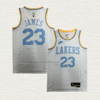 Maglia LeBron James NO 23 Los Angeles Lakers Classic 2022-23 Bianco