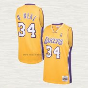 Maglia NO 34 Los Angeles Lakers Mitchell & Ness 1999-00 Giallo Shaquille O'Neal