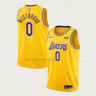 Maglia Russell Westbrook NO 0 Los Angeles Lakers Icon 2020 Giallo