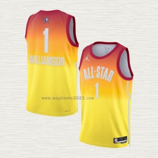 Maglia Zion Williamson NO 1 New Orleans Pelicans All Star 2023 Arancione