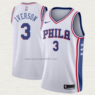 Maglia Allen Iverson NO 3 Philadelphia 76ers Association Bianco