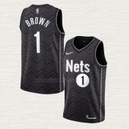 Maglia Bruce Brown NO 1 Brooklyn Nets Earned 2020-21 Nero