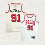 Maglia Dennis Rodman NO 91 Chicago Bulls Association 2021 Bianco