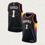 Maglia Devin Booker NO 1 Phoenix Suns 75th Anniversary 2022 Nero
