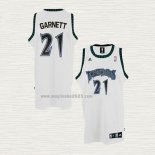 Maglia Kevin Garnett NO 21 Minnesota Timberwolves Throwback Bianco