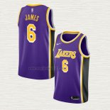 Maglia LeBron James NO 6 Los Angeles Lakers Statement 2021-22 Viola