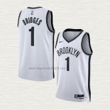 Maglia Mikal Bridges NO 1 Brooklyn Nets Association 2022-23 Bianco