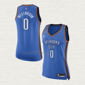 Maglia Russell Westbrook NO 0 Donna Oklahoma City Thunder Icon 2017-18 Blu