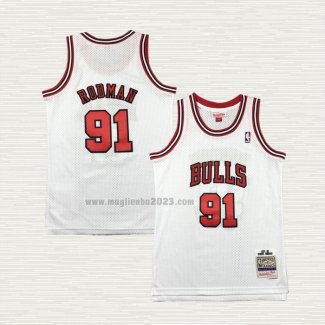 Maglia Dennis Rodman NO 91 Bambino Chicago Bulls Mitchell & Ness 1997-98 Bianco
