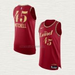 Maglia Donovan Mitchell NO 45 Cleveland Cavaliers Citta Autentico 2023-24 Rosso