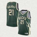 Maglia Jrue Holiday NO 21 Milwaukee Bucks Earned 2020-21 Verde