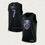 Maglia Kevin Durant NO 7 Brooklyn Nets Iridescent Logo Nero
