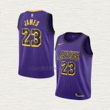 Maglia LeBron James NO 23 Bambino Los Angeles Lakers Citta 2019-20 Viola