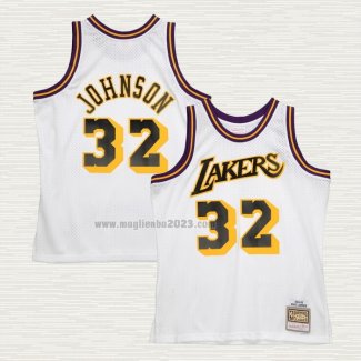 Maglia Magic Johnson NO 32 Los Angeles Lakers Mitchell & Ness 1984-85 Bianco