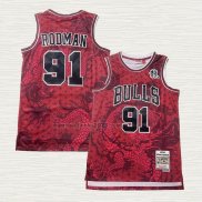 Maglia Dennis Rodman NO 91 Chicago Bulls Throwback Asian Heritage 1997-98 Rosso