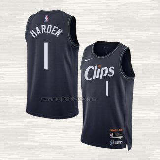 Maglia James Harden NO 1 Los Angeles Clippers Citta 2023-24 Blu