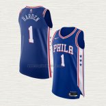 Maglia James Harden NO 1 Philadelphia 76ers Icon Autentico 2021-2022 Blu