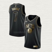 Maglia Kevin Durant NO 7 Brooklyn Nets Golden Edition Nero