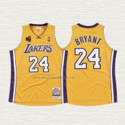Maglia Kobe Bryant NO 24 Los Angeles Lakers Hardwood Classics Giallo