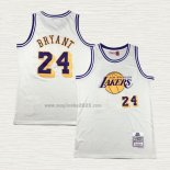 Maglia Kobe Bryant NO 24 Los Angeles Lakers Mitchell & Ness Chainstitch Crema