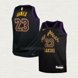 Maglia Lebron James NO 23 Bambino Los Angeles Lakers Citta 2023-24 Nero