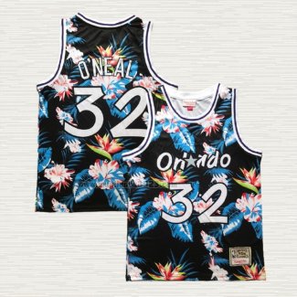 Maglia NO 32 Orlando Magic Floral Fashion Nero Shaquille O'neal